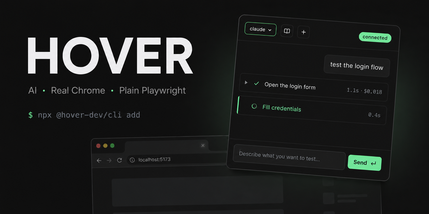 Hover widget floating over a dev page